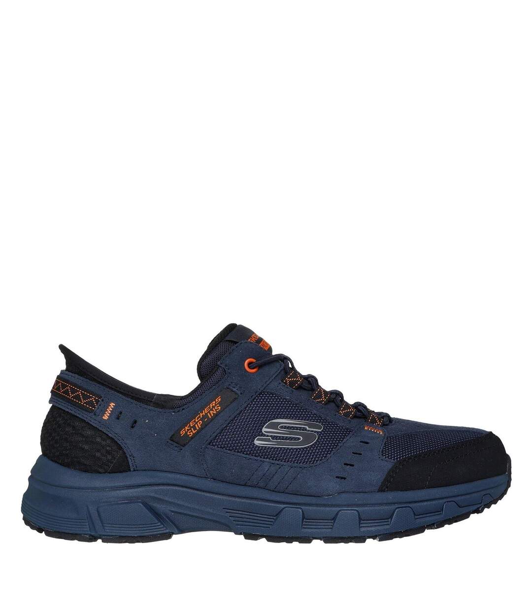 Mens Leather Relaxed Fit Shoes Navy Orange Skechers-3