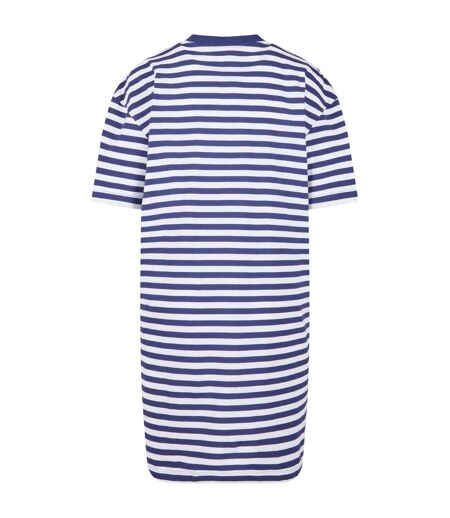Womens/ladies Striped Oversized T-shirt Dress White Dark Blue Urban Classics