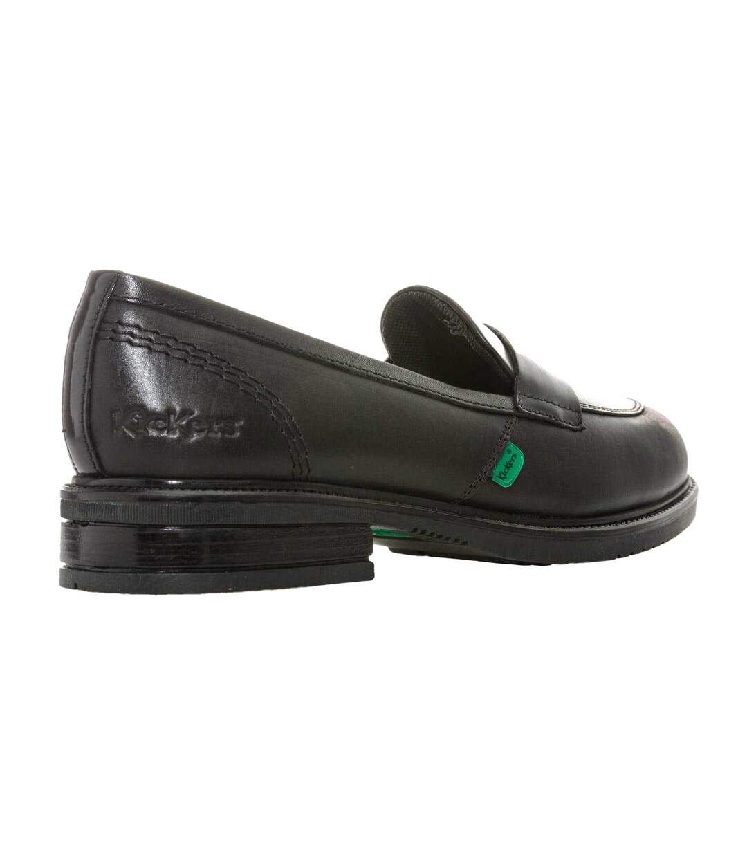 Womens/ladies Lach Leather Loafers Black Kickers-2