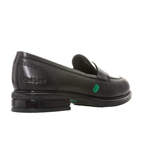 Womens/ladies Lach Leather Loafers Black Kickers