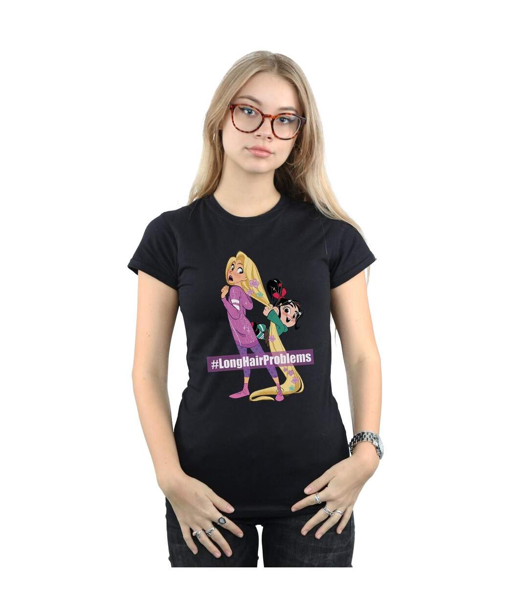 Disney T-shirt en coton Womens/Ladies Wreck It Ralph Rapunzel And Vanellope (Noir) - UTBI48265-2