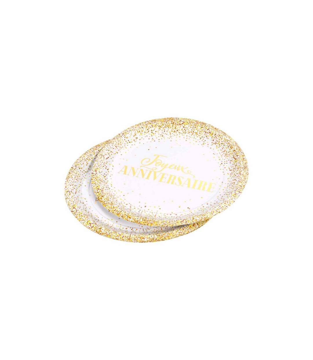 Lot de 6 Assiettes en Carton Anniversaire Gold II 23cm Blanc-1