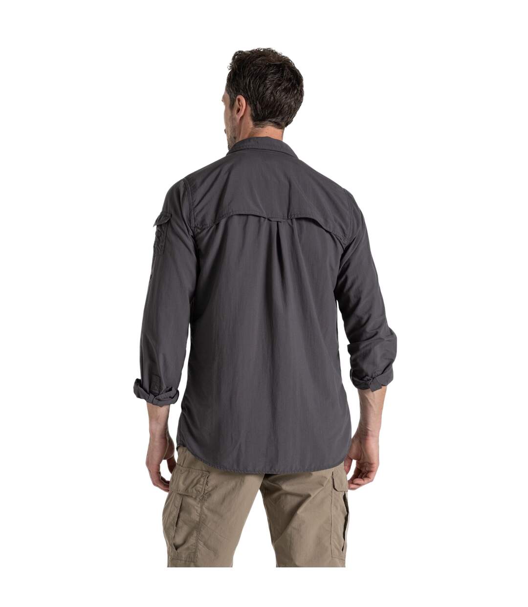 Mens adventure iii nosilife long-sleeved shirt black pepper Craghoppers