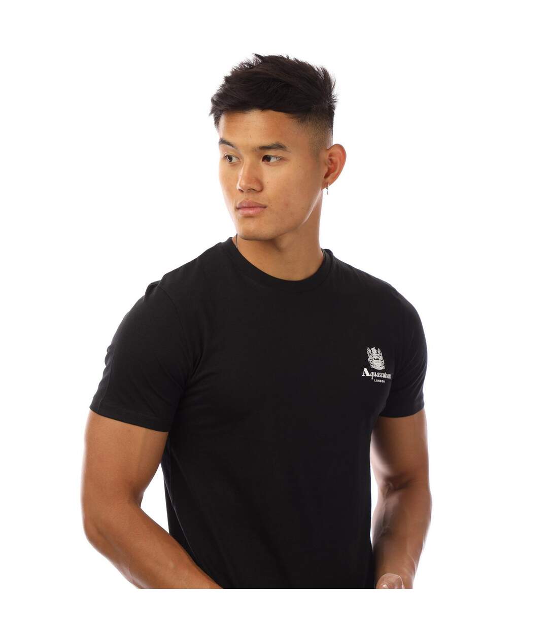 T-shirt Motif/style Logo Sur Poitrine London Homme Noir Blanc Aquascutum-3