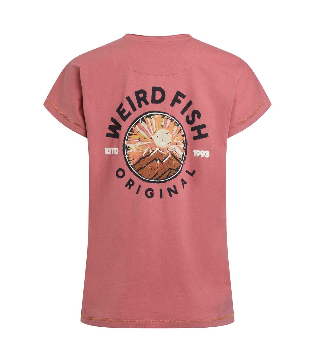 Womens/ladies sunset summit graphic back print t-shirt rosewood Weird Fish-2