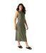 Robe Mi-longue Sans Manches Motif/style Rayures Contrastées Amorie Femme Kaki Foncé Beige Clair À Rayures Regatta-1