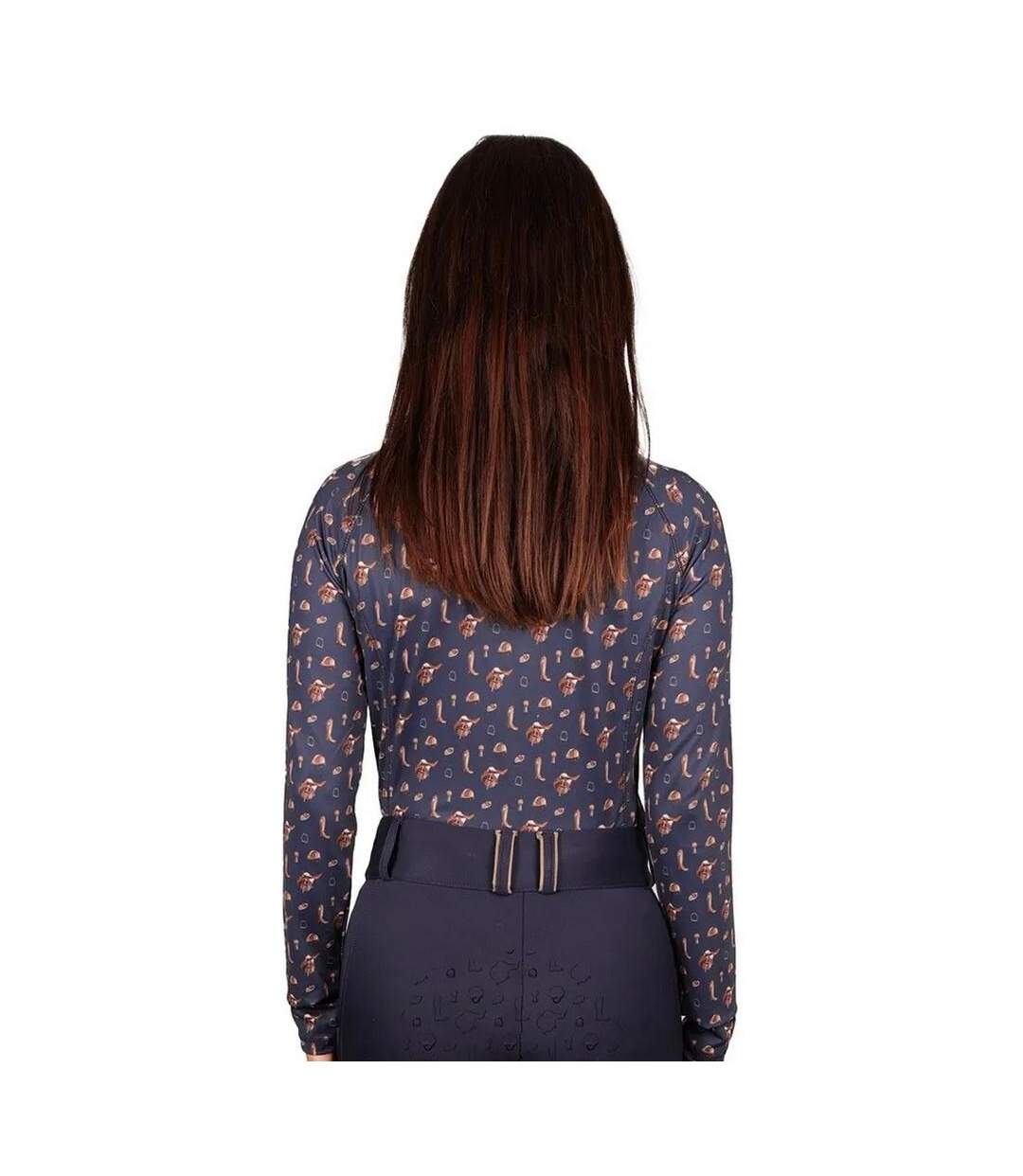 Womens/ladies Elevate Country Base Layer Top Navy Fossil Hy-2