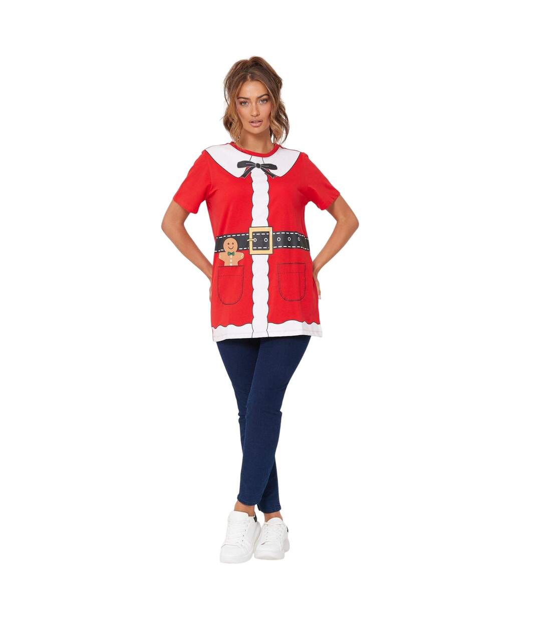 T-shirt Motif/style Mère Noël Femme Rouge Be You-4