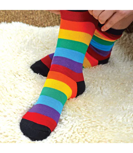 3 Pack Mens Bright Patterned Striped Cotton Rainbow Socks