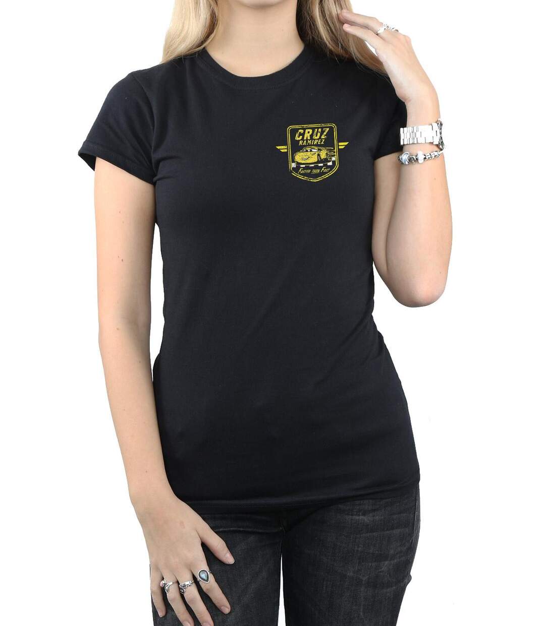 Disney - T-shirt CARS CRUZ RAMIREZ FAUX POCKET LOGO - Femme (Noir) - UTBI13737-3