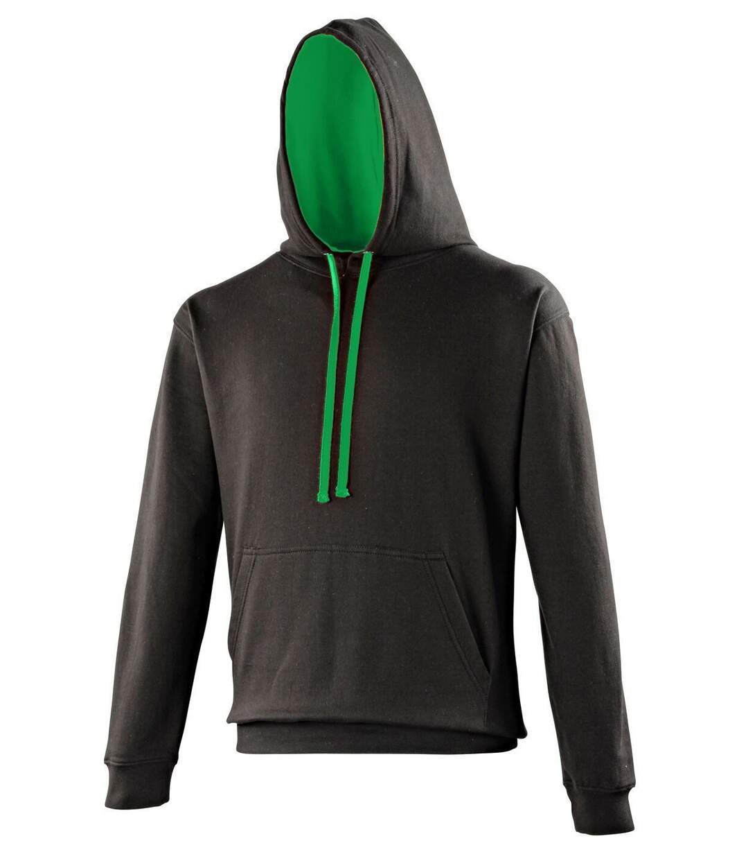 Sweat à capuche contrastée unisexe - JH003 - noir et vert kelly