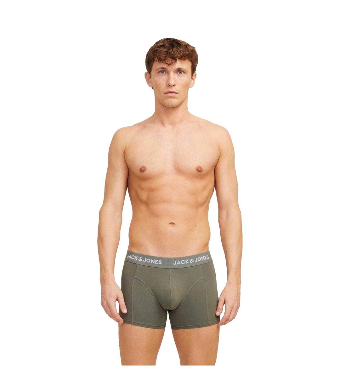 Lot De 3  Boxers Motif/style Uni Homme Gris Kaki Jack And Jones-4