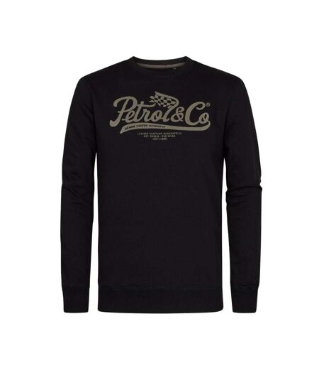 Sweat noir/taupe homme petrol industries neck