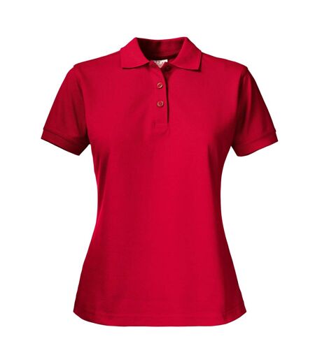 Womens/ladies Surf Pro Polo Shirt Red Printer