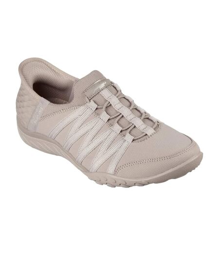 Womens/ladies Roll With Me Trainers Taupe Skechers