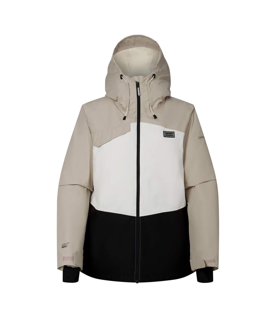 Blouson De Ski Décontracté Et Rembourré À Capuche Motif/style Blocs De Couleurs Femme Blanc Cassé Noir Dare 2B-2