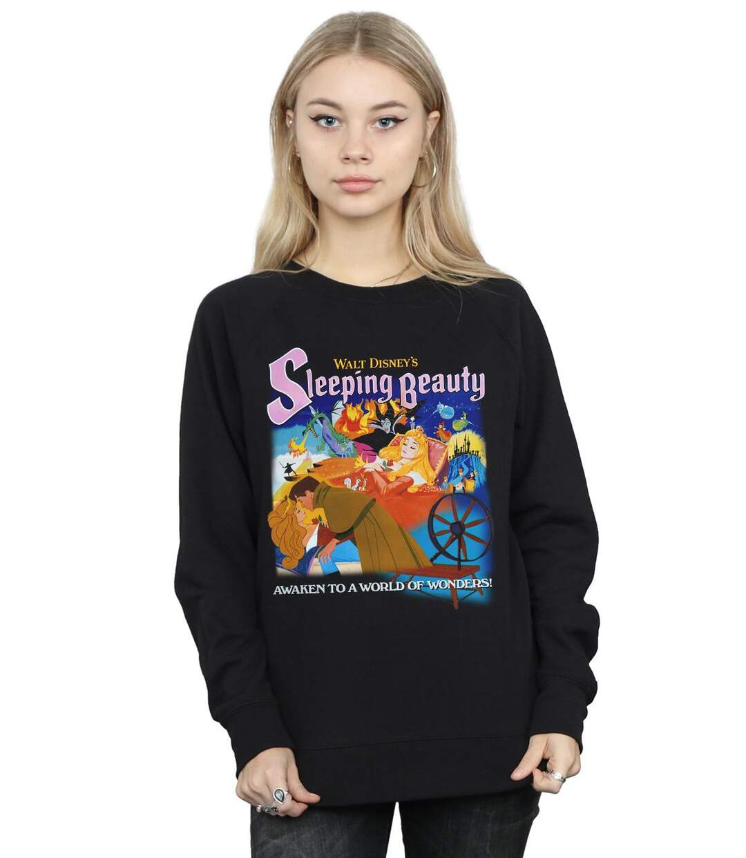 Disney - Sweat SLEEPING BEAUTY COLLAGE POSTER - Femme (Noir) - UTBI14157-2