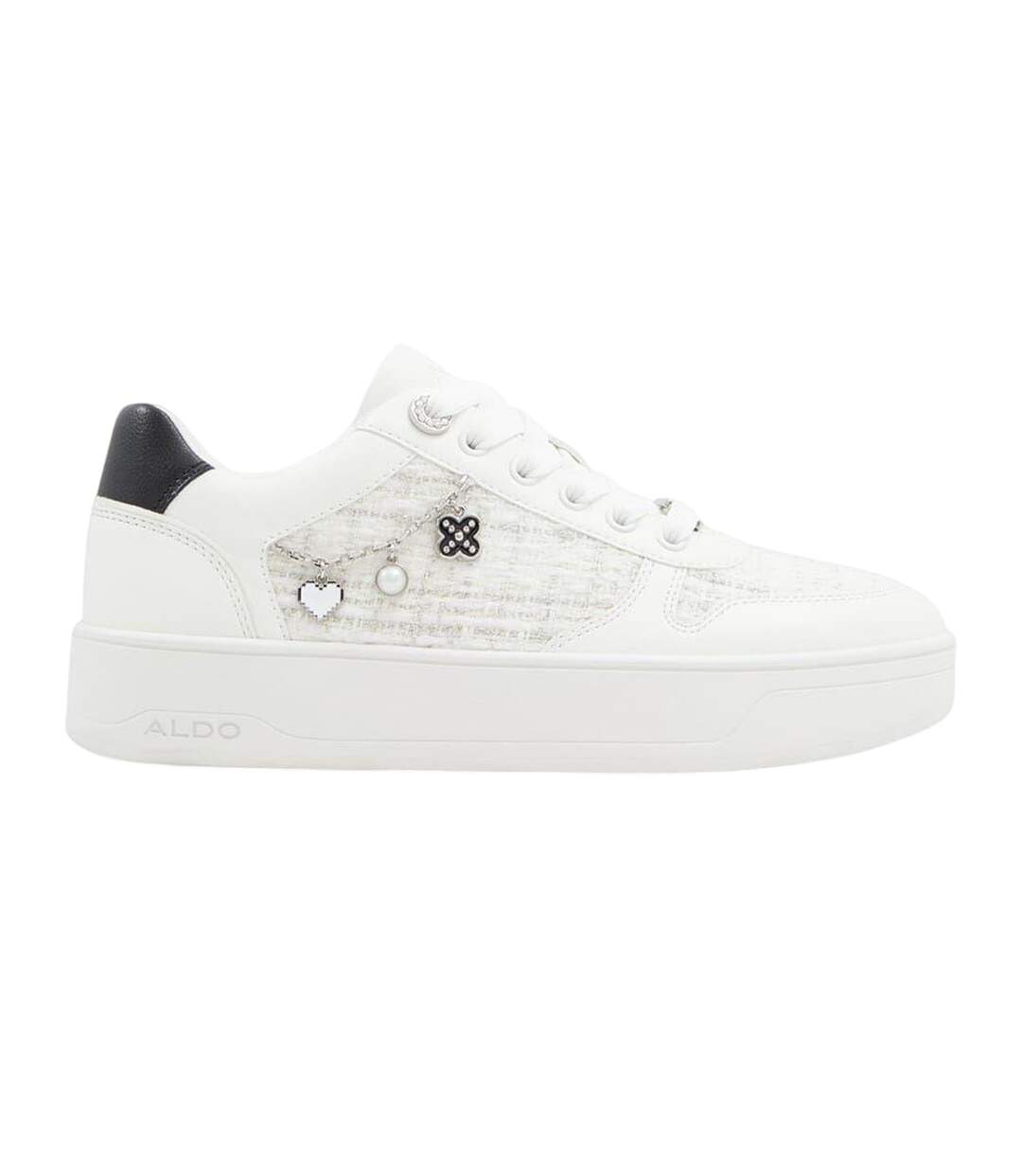 Womens/ladies Marisette Platform Trainers White Black Aldo-4