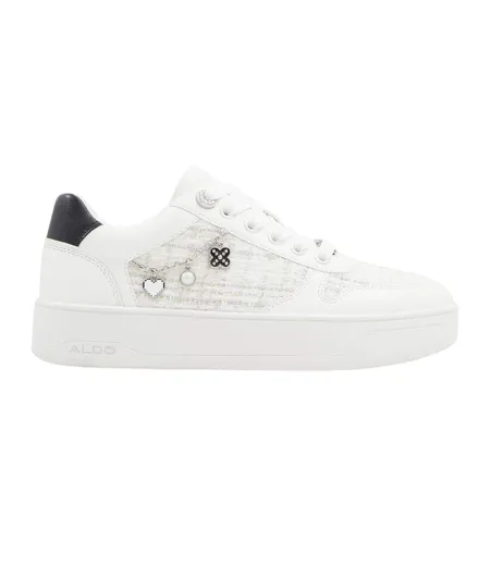 Womens/ladies Marisette Platform Trainers White Black Aldo