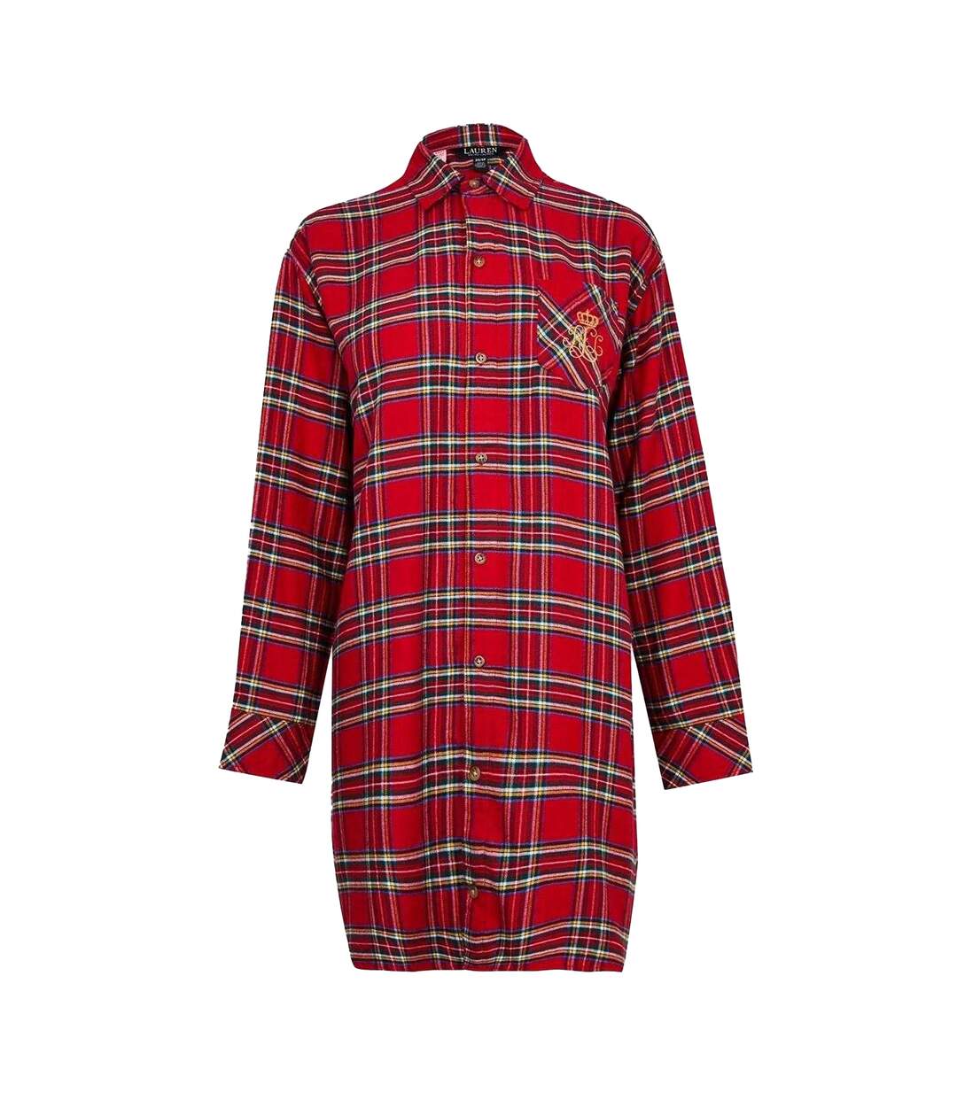 Chemise De Nuit Manches Longues Motif/style Motif Écossais Femme Rouge Ralph Lauren-2