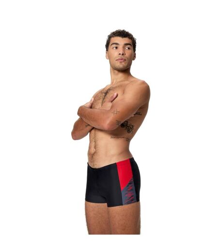 Mens Dive Aquashort Swimming Trunks Black Red Speedo
