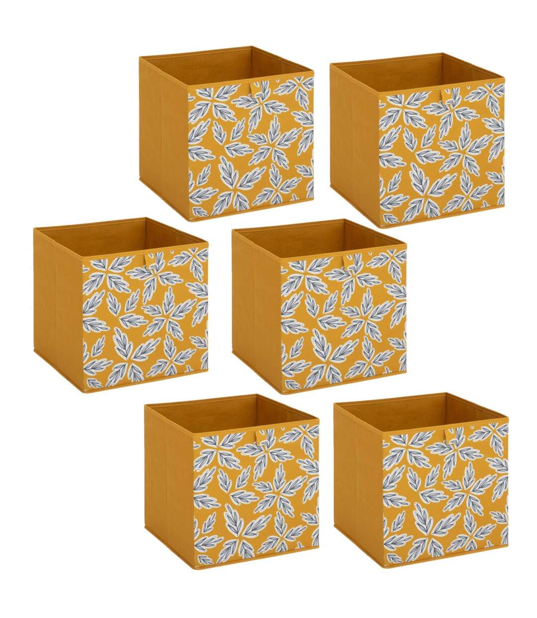 Lot de 6 boites de rangement FOLIA - L. 31 x l.31 x H. 31 cm - Jaune-1