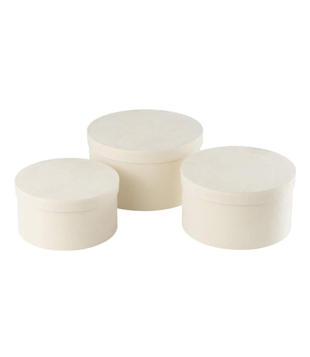 Lot de 3 Boîtes de Rangement Rondes Plates Vaughn 32cm Blanc-1