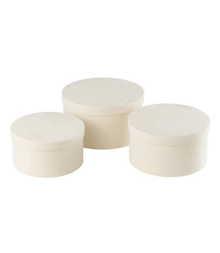 Lot de 3 Boîtes de Rangement Rondes Plates Vaughn 32cm Blanc