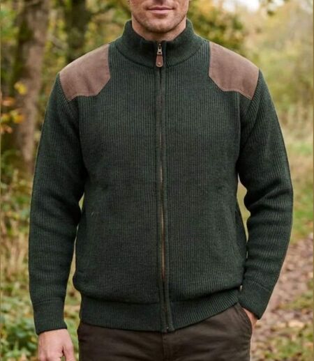 LEDERTYS EMPIEC — Veste zippée doublée polaire kaki : isolation thermique et renforts toile