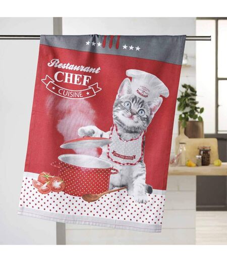 Torchon de Cuisine Chatouille 50x70cm Rouge