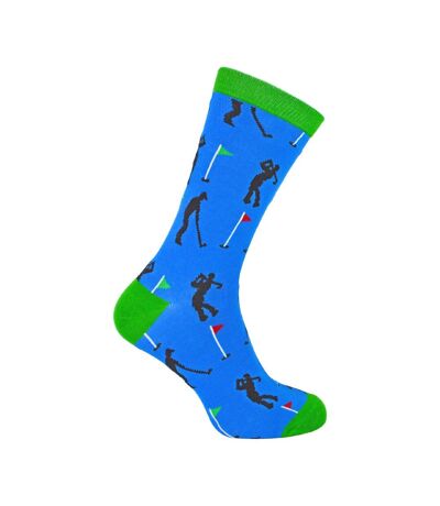 1 Pack Mens Novelty Blue Golf Bamboo Socks