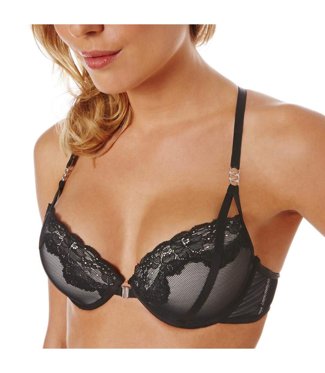 Soutien-gorge push-up ivoire/noir Tentation-2