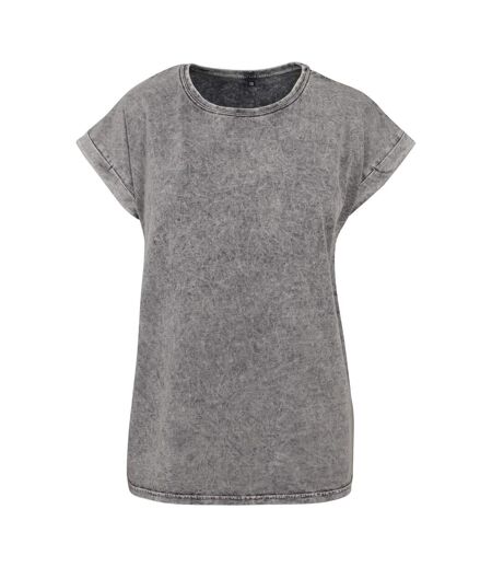 T-shirt Motif/style Délavé À L'acide Femme Gris Noir Build Your Brand