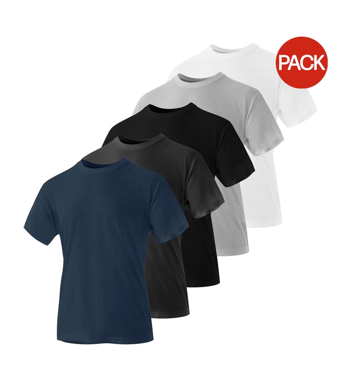 Pack of 5  Mens crew neck relaxed fit t-shirt  multicoloured Iron Mountain-1