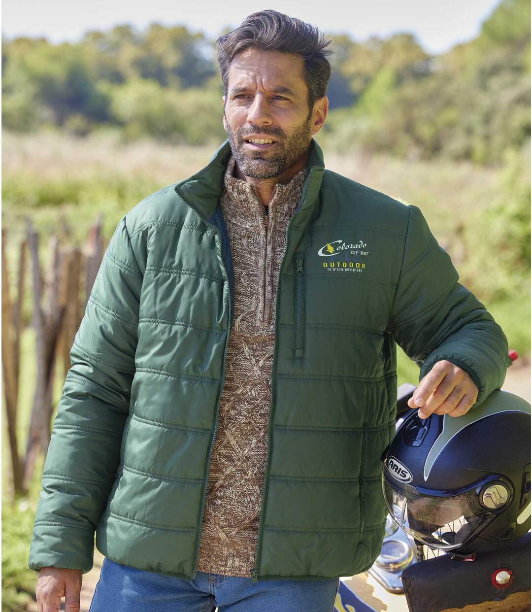 Gewatteerde outdoor jas in khaki  Atlas For Men