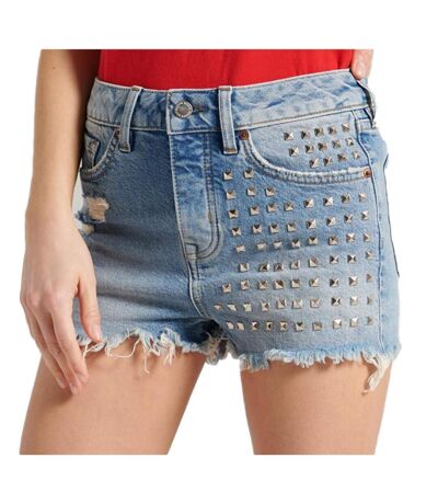 Short en Jean à clous Bleu Femme Superdry Skinny Hot - 26