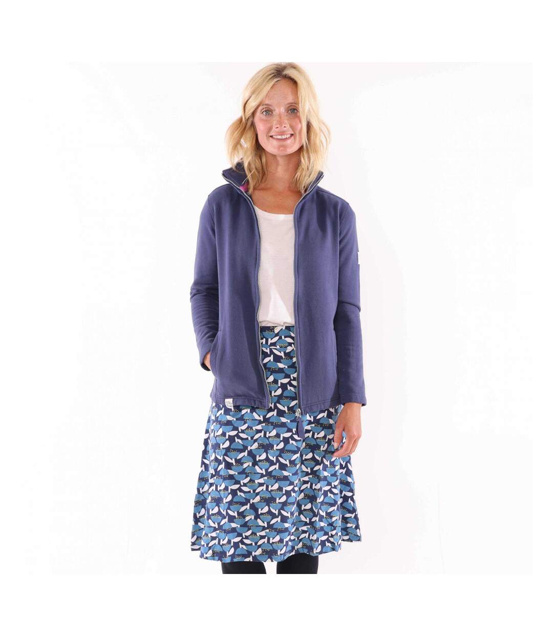 Womens/ladies Bluebell Jersey Midi Skirt Blue White Lazy Jacks-1