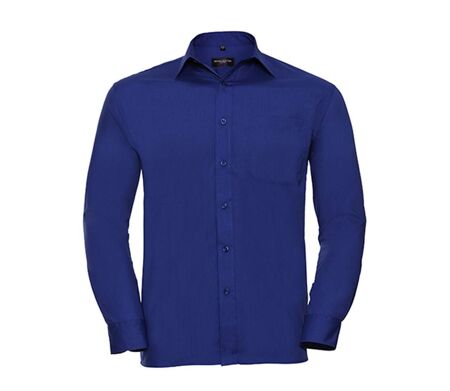 Chemise poplin manches longues repassage facile - Homme - RU934M - bleu roi