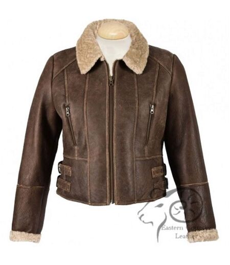 Eastern Counties Leather Womens/Ladies Ella Cropped Sheepskin Flying Jacket (Chocolate Forest) - UTEL165