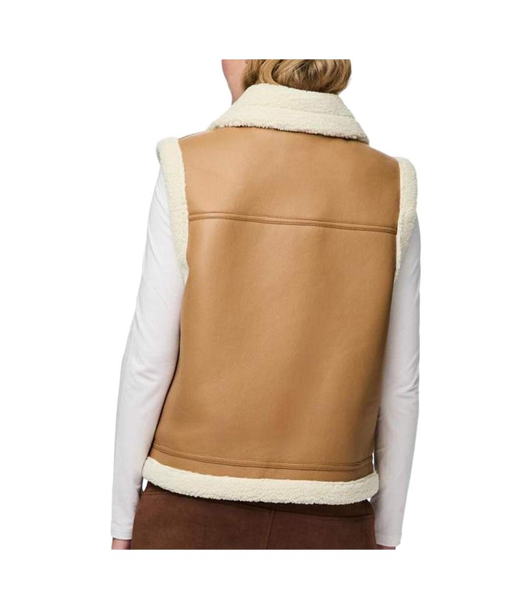 Veste bombardier sans manches camel femme pieces janelle teddy-2