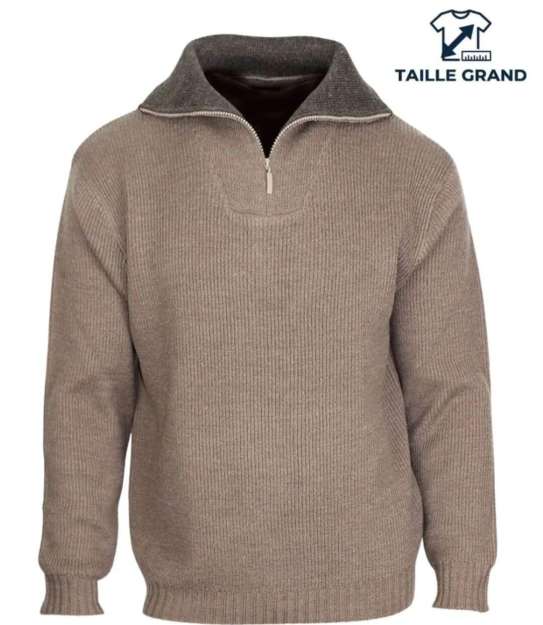 CHALLENGER PRIMO3 — Pull camionneur col camionneur beige/marron : chaleur et style authentique-5