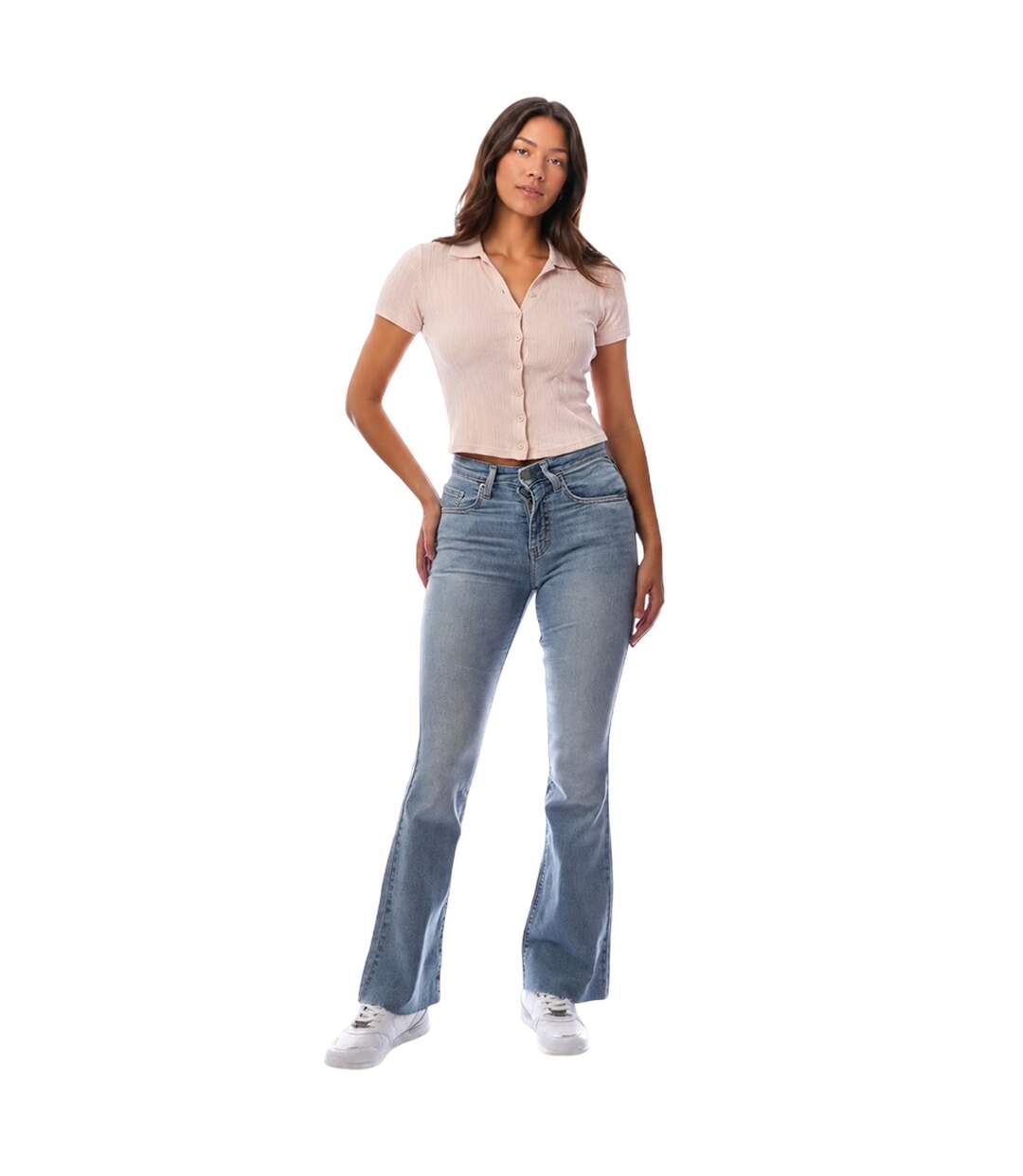 Womens/ladies 5 Pockets Flared Jeans Blue Levis-1