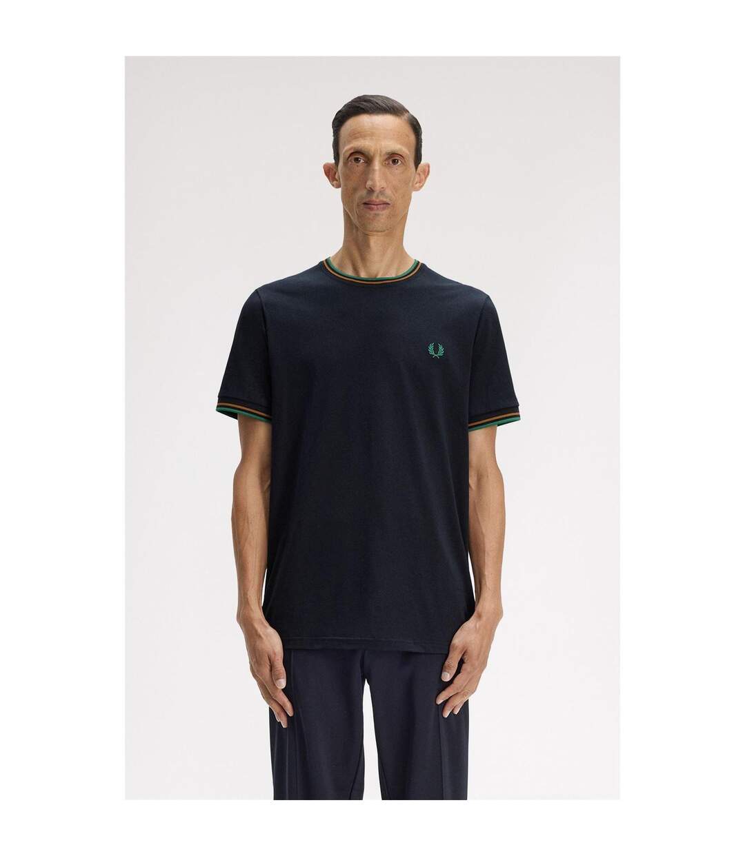 Mens Tipped T-shirt Dark Caramel Fred Perry-3