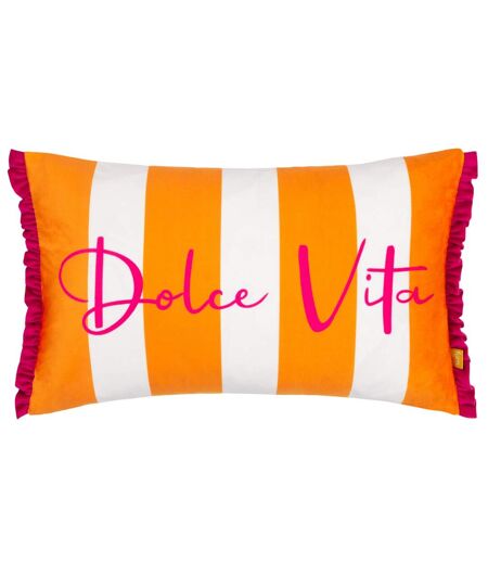 Dolce vita velvet stripe cushion cover 50cm x 30cm orange/pink Furn