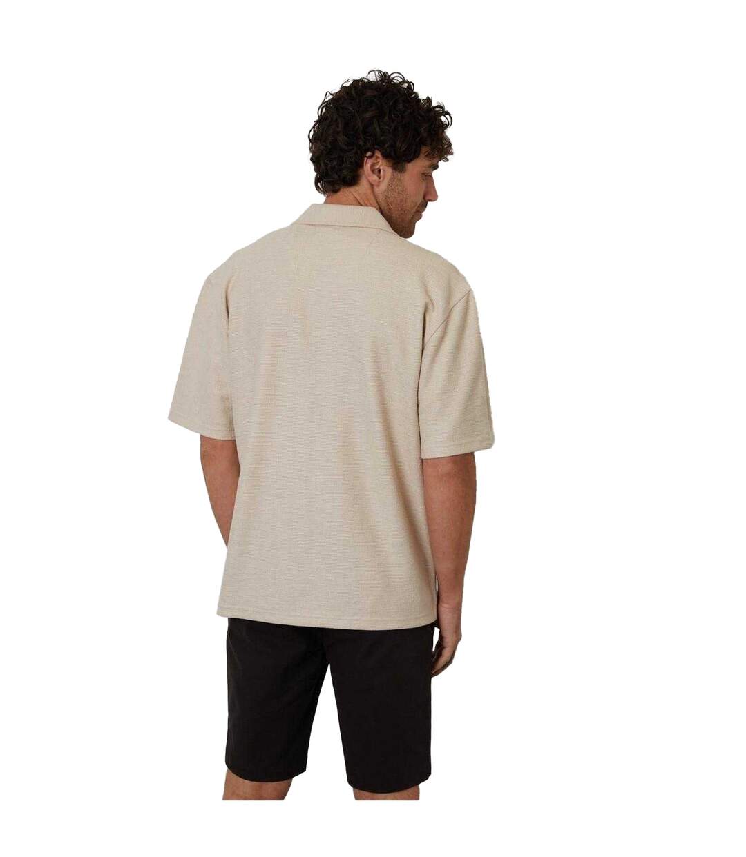 Chemise Manches Courtes Antti Homme Beige Gris Threadbare-3