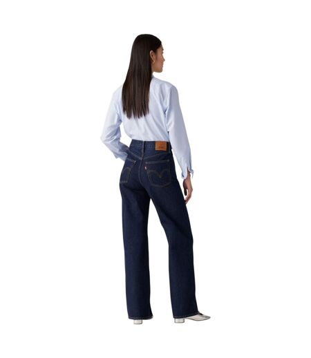 Womens/ladies Cotton Blend Wide Leg Jeans Shaded Blue Levis