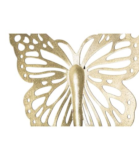 Lot de 4 Décorations Murales en Métal Butterflies 35cm Or