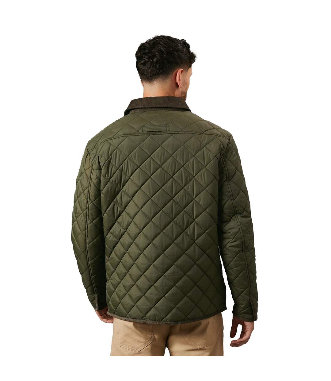 Mens quilted cord collar padded jacket khaki green Maine