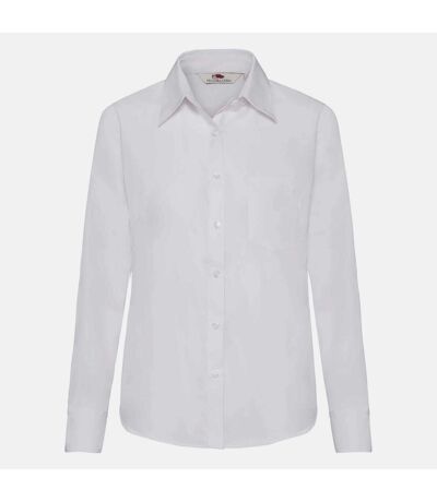 Fruit Of The Loom Ladies Lady-Fit Long Sleeve Poplin Shirt (White)