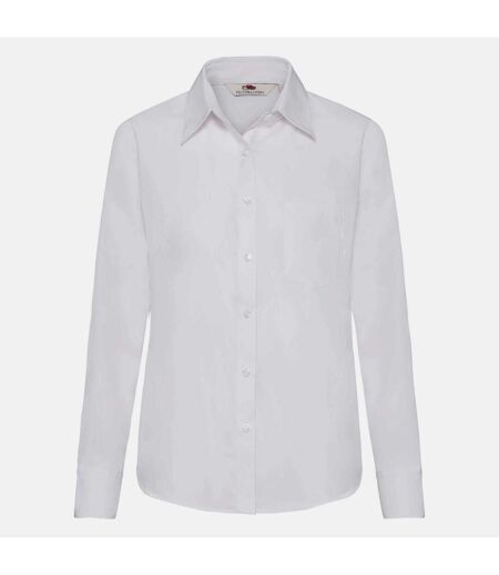 Fruit Of The Loom Ladies Lady-Fit Long Sleeve Poplin Shirt (White) - UTBC400
